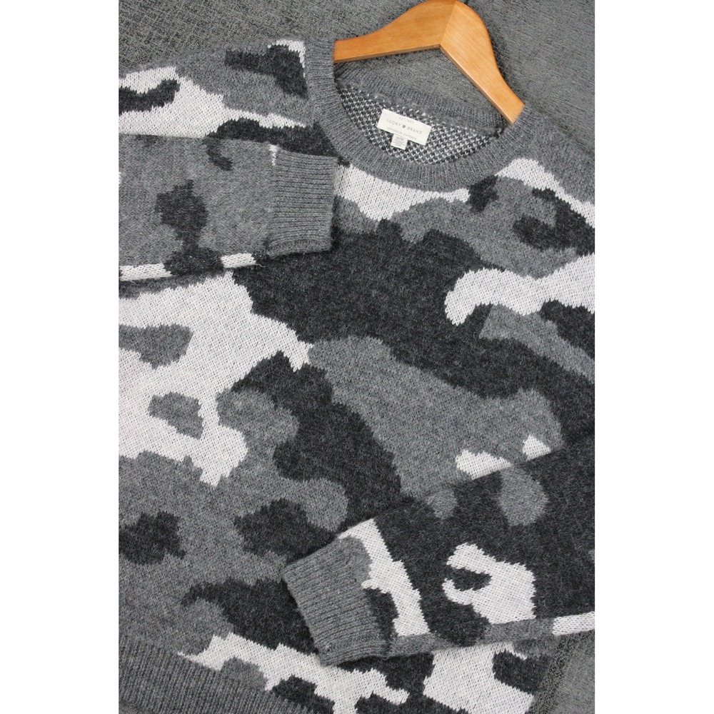 Lucky Brand Mens Gray Camo Wool Blend Crewneck Sweater 7WP5160 Size Medium